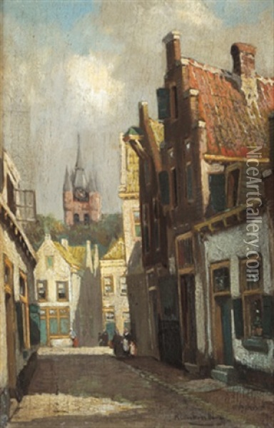 Ansicht Einer Hollandischen Stadt Oil Painting - Johannes Christiaan Karel Klinkenberg