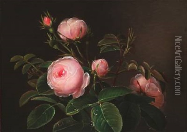 Pink Roses Oil Painting - Lucie Marie Ingeman