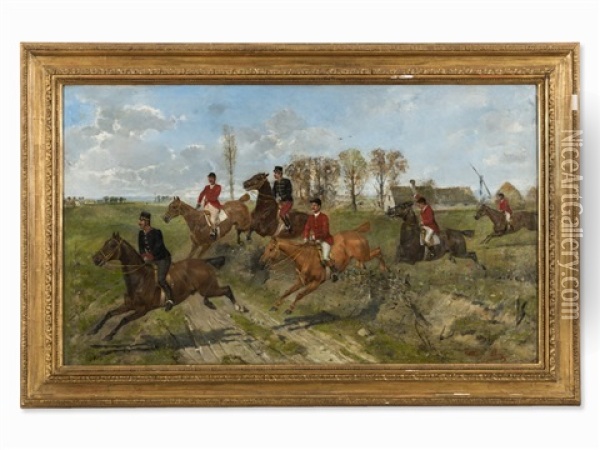 The Hunting Party Oil Painting - Lajos Kubanyi
