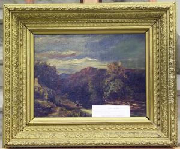 Hus Vid Flod. Oil Painting - Arthur Langley Vernon