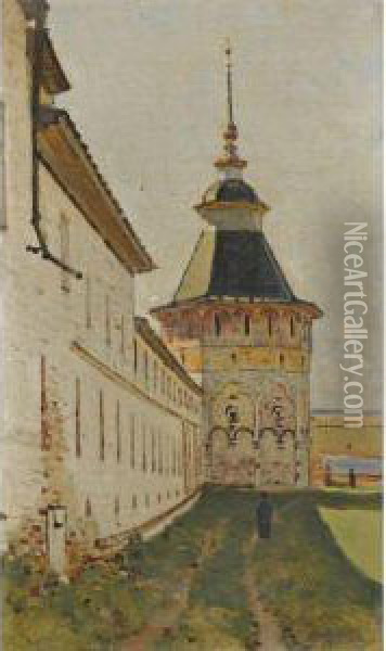 Monastery Tower Oil Painting - Vasily Vasilievich Vereschagin