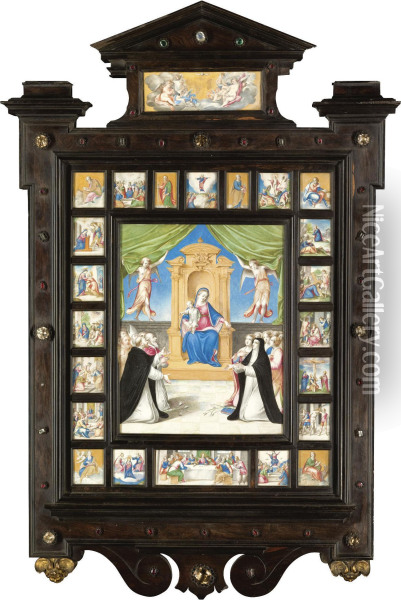 A Portable Altarpiece Oil Painting - Giovanni B. (Il Genvovese) Castello