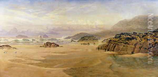 Echoes of a Far-Off Storm, 1890 Oil Painting - John Edward Brett