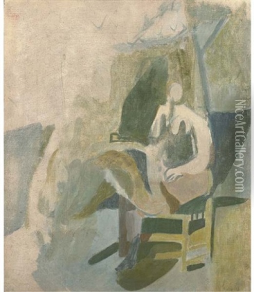 Seated Figure No. 4 (+ Study For Seated Figure; 2 Works) Oil Painting - Humphrey Jennings