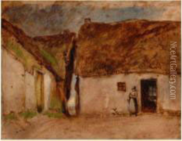 Cour De Ferme Oil Painting - Louis Adolphe Hervier