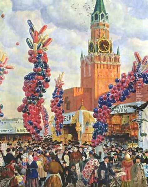 Easter Market at the Moscow Kremlin Oil Painting - Boris Kustodiev