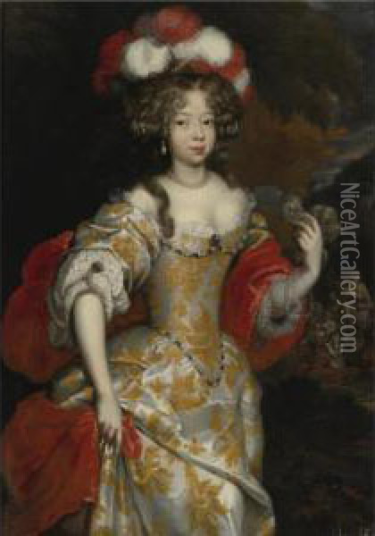 An Allegorical Portrait Of Hortense Mancini, Duchesse De Mazarin Oil Painting - Henri Gascard