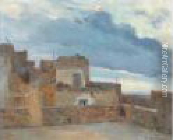 Terrasses De Maisons Mediterraneennes Oil Painting - Luis Graner Arrufi