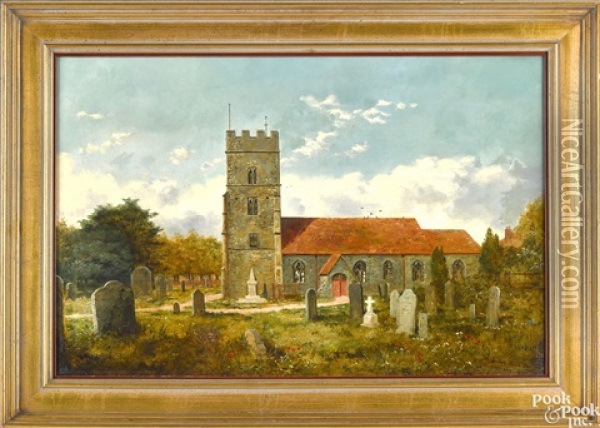 Rainham Church Kent Oil Painting - Edmund John Niemann