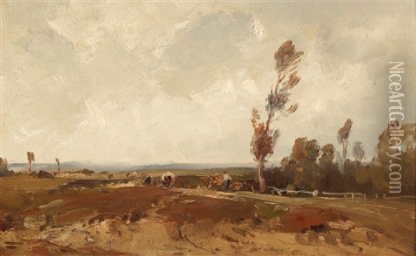 Working In The Fields In Autumn Oil Painting - Ludwig Willroider