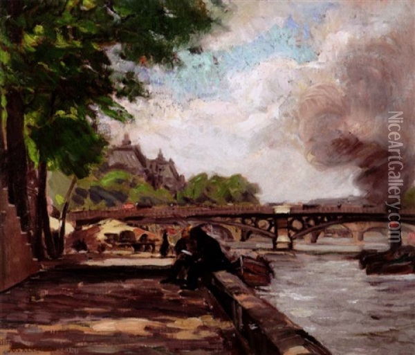 Le Pont Napoleon Oil Painting - Joseph Kleitsch