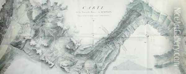 Map of the New Simplon Pass, 1803 Oil Painting - Nicolas Ceard