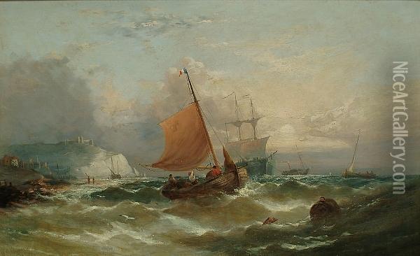 Shipping Off The Coast Oil Painting - William Harry Williamson