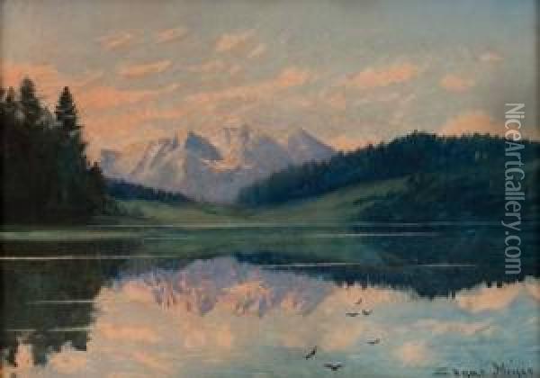 Der Schwarzsee Bei Kitzbuhel Oil Painting - Edgar Meyer