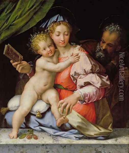 The Holy Family Oil Painting - Perino del Vaga (Pietro Bonaccors)