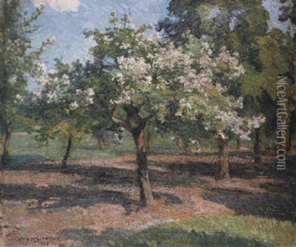 Bluhende Obstbaume Oil Painting - Louis Marie de Schryver
