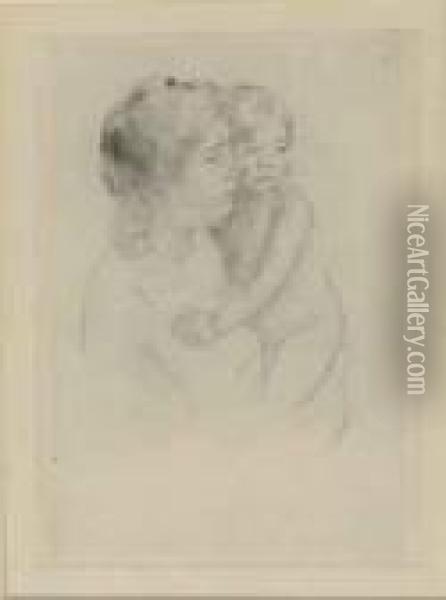 Denise Holding Her Child (breeskin 204) Oil Painting - Mary Cassatt