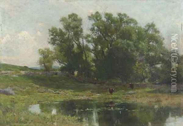 Meadow Stream Oil Painting - Hugh Bolton Jones
