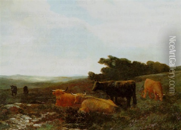 Cattle In The Highlands Oil Painting - Peter Graham