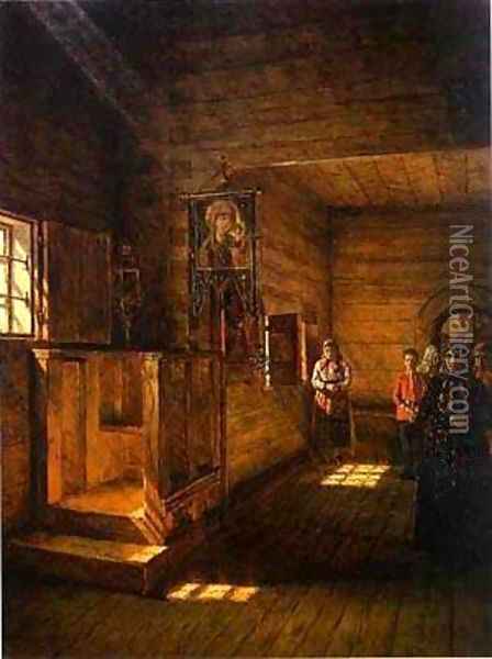Interior Of The Church Of St John The Evangelist On The Ishna Near Rostov Yaroslavsky Oil Painting - Vasili Vasilyevich Vereshchagin