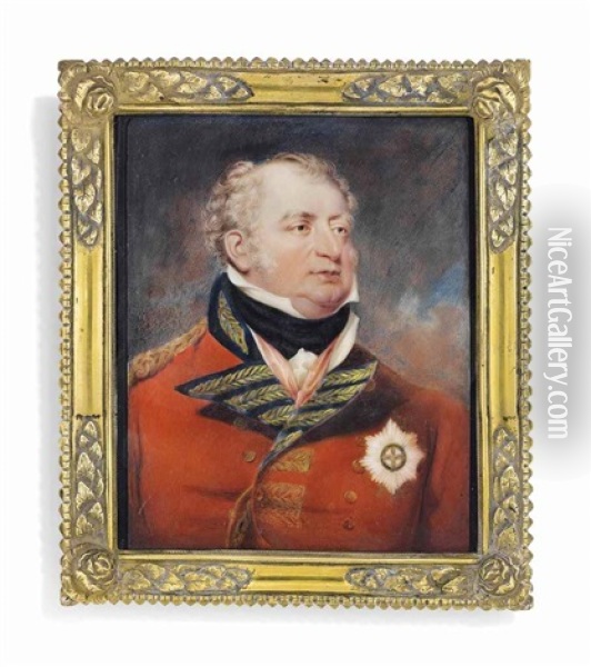 Prince Frederick (1763-1827), Duke Of York And Albany, In Red Military Uniform, Wearing The Breast-star Of The Order Of The Bath Oil Painting - John Cox Dillman Engleheart