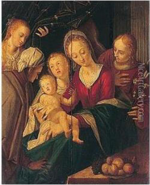 The Madonna And Child With An 
Angel, Saint Catherine, Saint Elizabeth And Saint John The Baptist Oil Painting - Peter Candid