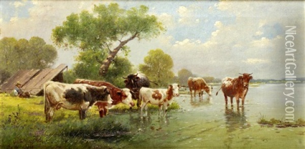 Stock Washing Oil Painting - Christian Friedrich Mali