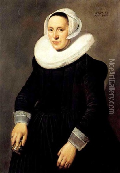 Portrait De Femme A La Colerette Oil Painting - Nicolaes Eliasz Pickenoy