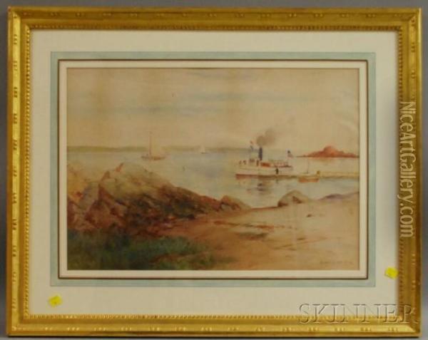 Ferry Boat At Dock Oil Painting - Hendricks A. Hallett