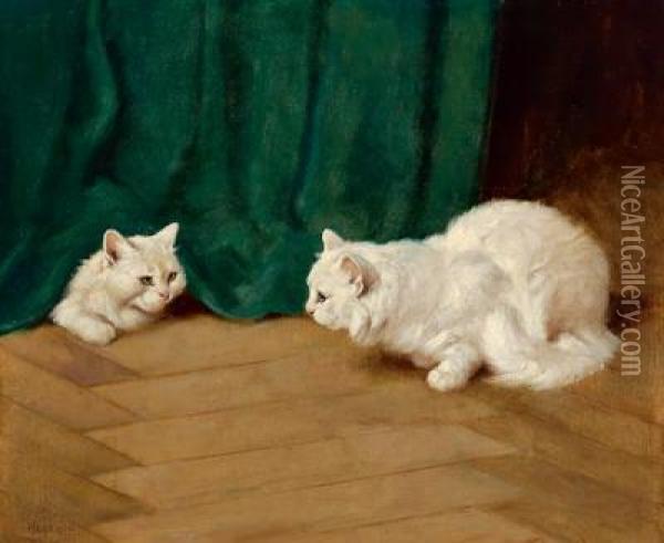 Zwei Weise Katzen Oil Painting - Arthur Heyer