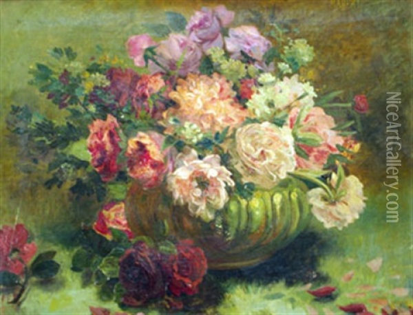 Nature Morte Aux Fleurs Oil Painting - Alfred-Louis Habert