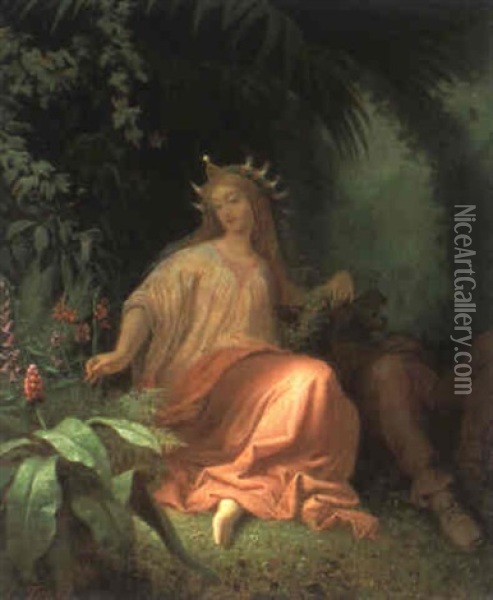 Venus, Die Amor Die Augen Verbindet Oil Painting - Hans Canon