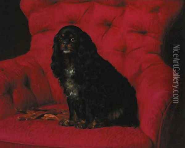 A cavalier King Charles spaniel Oil Painting - Otto Bache
