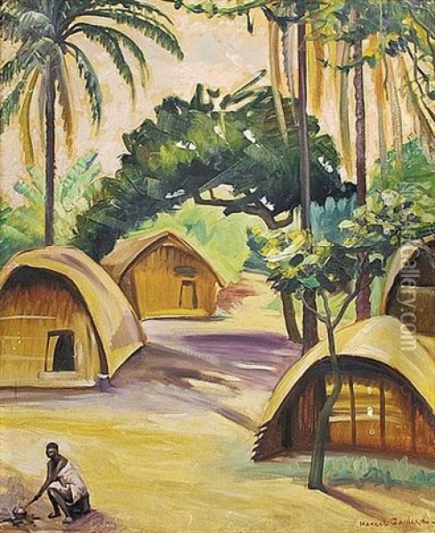 Un Village En Foret Oil Painting - Marcel Gaillard
