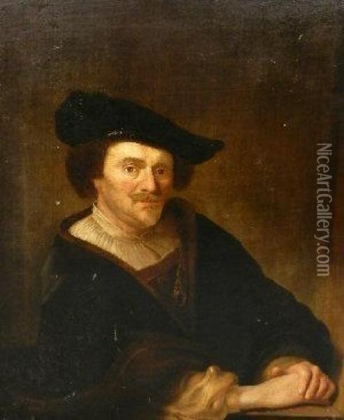 Portrait Of A Seated Man Oil Painting - Rembrandt Van Rijn