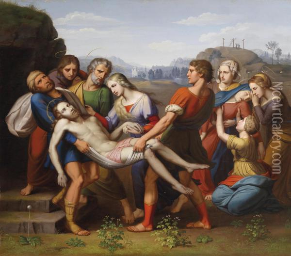 The Entombment Of Christ Oil Painting - Josef Arnold