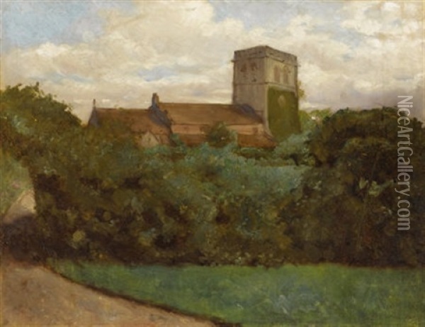 Tottenham Church, London Oil Painting - Albert Bierstadt