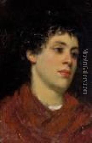 Portrait Of An Italian Boy Oil Painting - Charles Frederick Ulrich