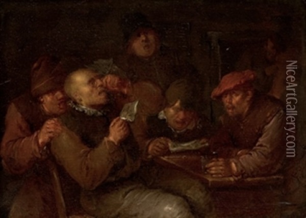 Interior Con Personajes En Taberna Oil Painting - Matheus van Helmont