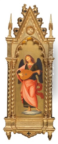 Angel With Lute Oil Painting - Fra Angelico