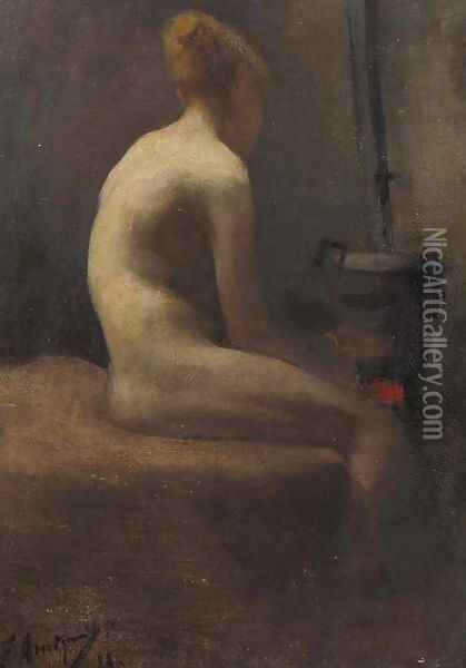 A seated nude Oil Painting - Floris Arntzenius
