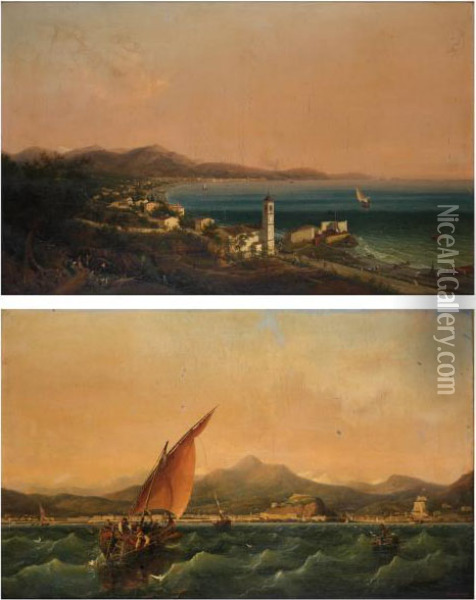 Vue De Nice Oil Painting - Ambroise-Louis Garneray