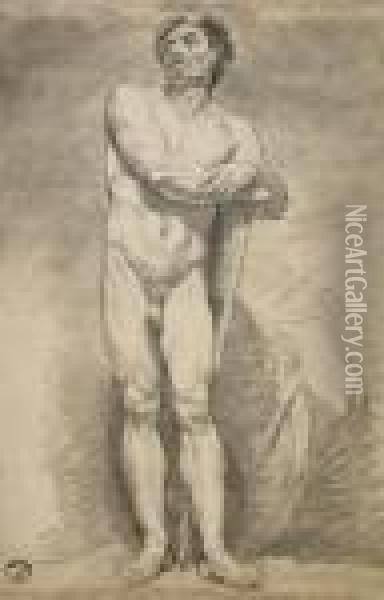 A Standing Male Nude Oil Painting - Francois-Bernard Lepicie