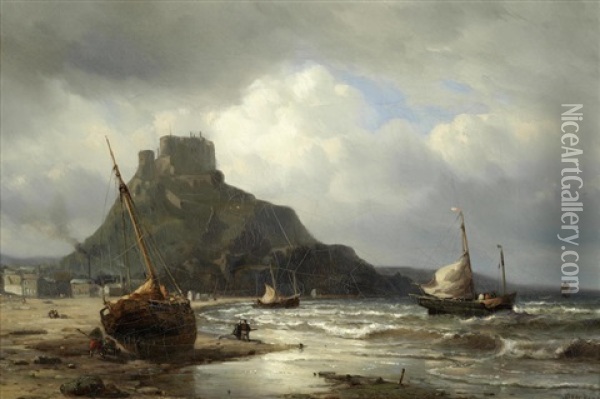 Mont Orgueil Castle, Jersey Oil Painting - Mauritz Frederick Hendrick de Haas