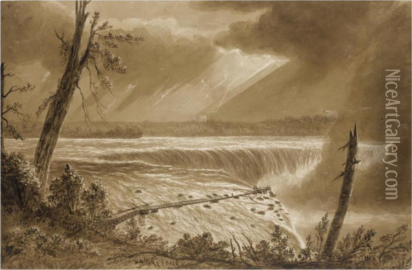 The Horseshoe Falls Of Niagara, Canada Oil Painting - James Pattison Cockburn