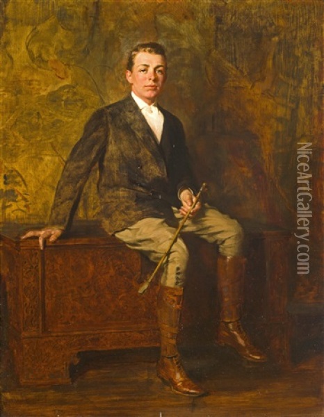 A Portrait Of Louis Duval Dunne Oil Painting - Ignaz Marcel Gaugengigl
