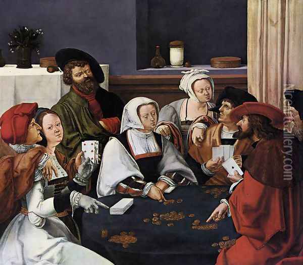Card Players 1508-10 Oil Painting - Lucas Van Leyden