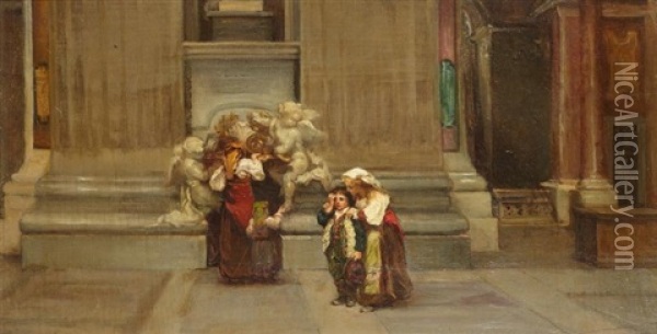 Enfants A Saint Pierre De Rome Oil Painting - Pauline Elise Leonide Bourges