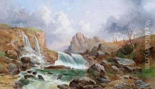 'falls On The Clyde Near Lanark Oil Painting - Joseph Horlor