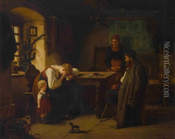 Todesbotschaft Oil Painting - Hugo Oehmichen